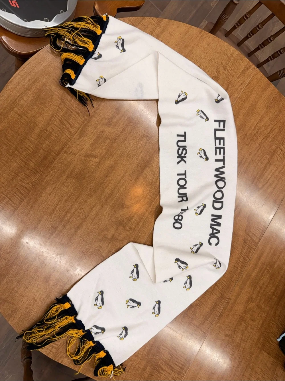 Fleetwood Mac Tusk Tour 1980 Scarf - White with Black & Yellow
